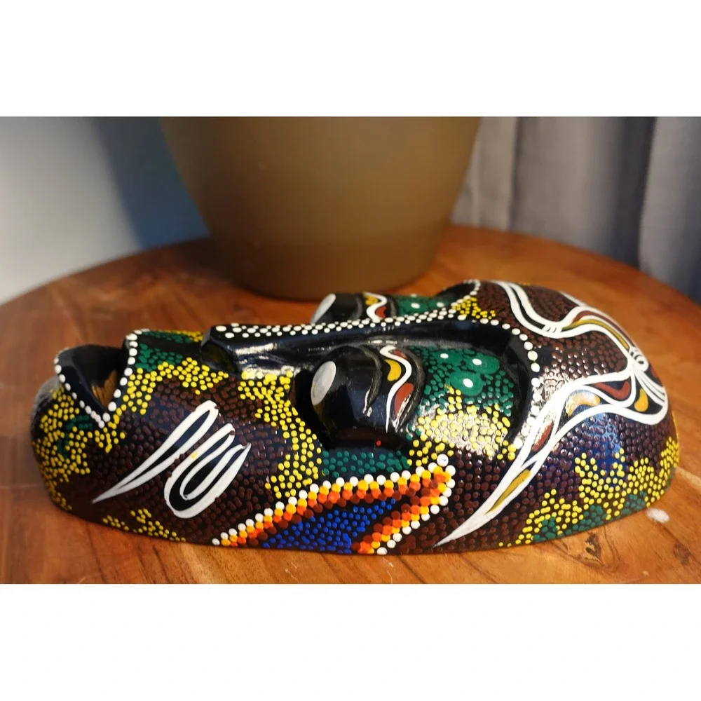 Wooden handcarved colorful wall gallery mask collectible art‎